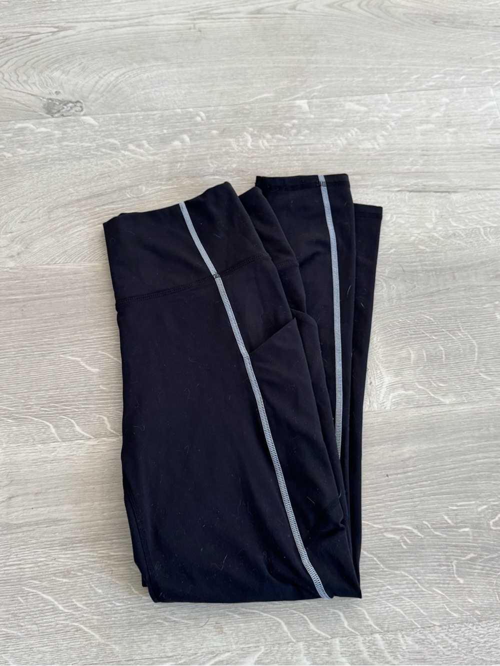 Black Athletic Leggings with Reflective Side Stripe